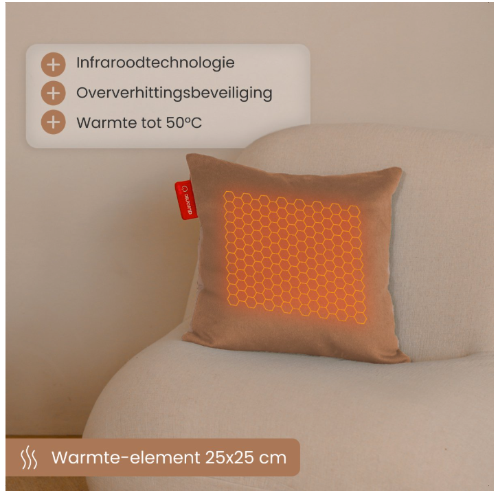 AURONIC AU3358 - Elektrisch Kussen - Classic 45x60 - Infrarood - Warmtekussen Oud Roze
