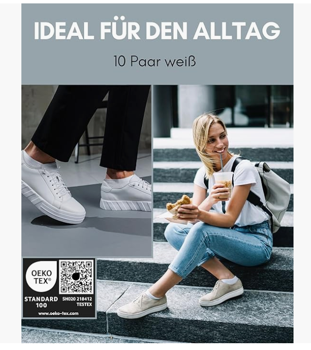 HELDENWERK - Sneakersokken & Sportsokken - 10 Paar - Wit Katoen - Ademend & Naadloos - Maat 43-46 - Anti-Slip & Extra Comfort - Unisex