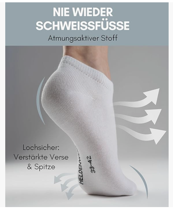 HELDENWERK - Sneakersokken & Sportsokken - 10 Paar - Wit Katoen - Ademend & Naadloos - Maat 43-46 - Anti-Slip & Extra Comfort - Unisex