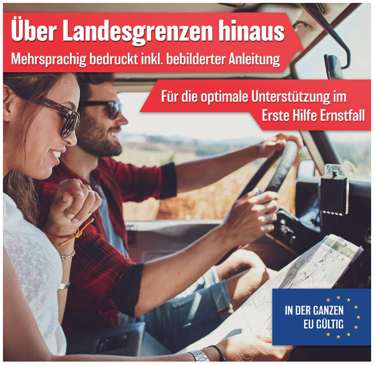 HELDENWERK - Verbandtas & EHBO-kit Auto - DIN 13164:2022 Norm - Compact - Zwart Waterafstotend Nylon - Inclusief Mondkapjes & Reddingsdeken - Voor Auto, Motor & Vrachtwagen - Verplicht in Europa