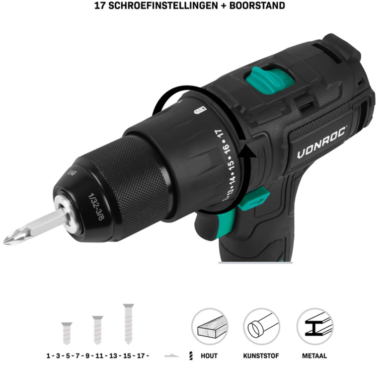 Vonroc Pro Accuboormachine 20v – 40nm - Incl. 4.0ah Accu, Snellader En 46 Accessoires In Luxe Koffer