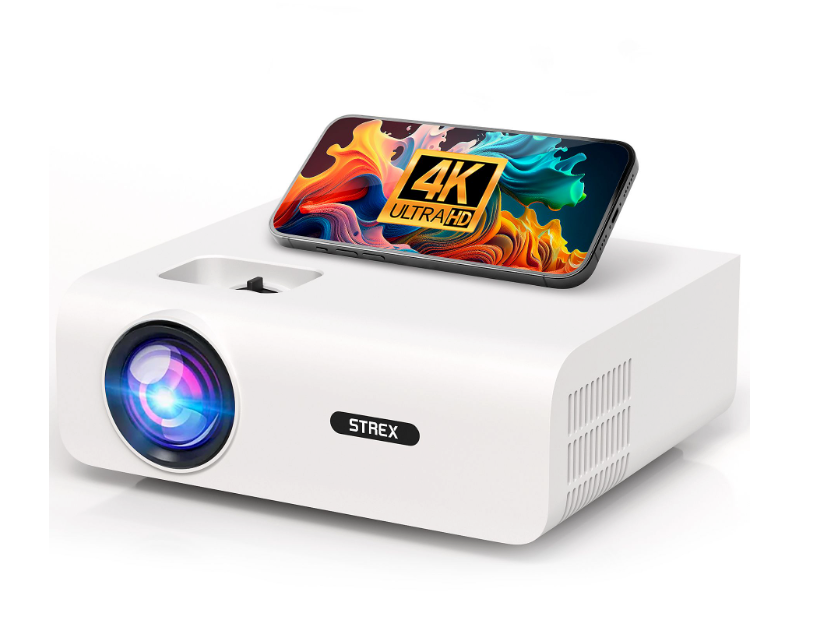 Strex - Mini beamer/projector - 1080P Full HD - 15000 lumen - Draadloos streamen - WiFi - Bluetooth - Wit