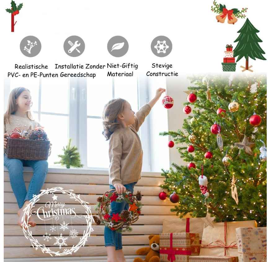 Coast Kunstkerstboom Groen – 180 cm – 1462 PE/PVC Takpunten met Metalen Kruisstandaard