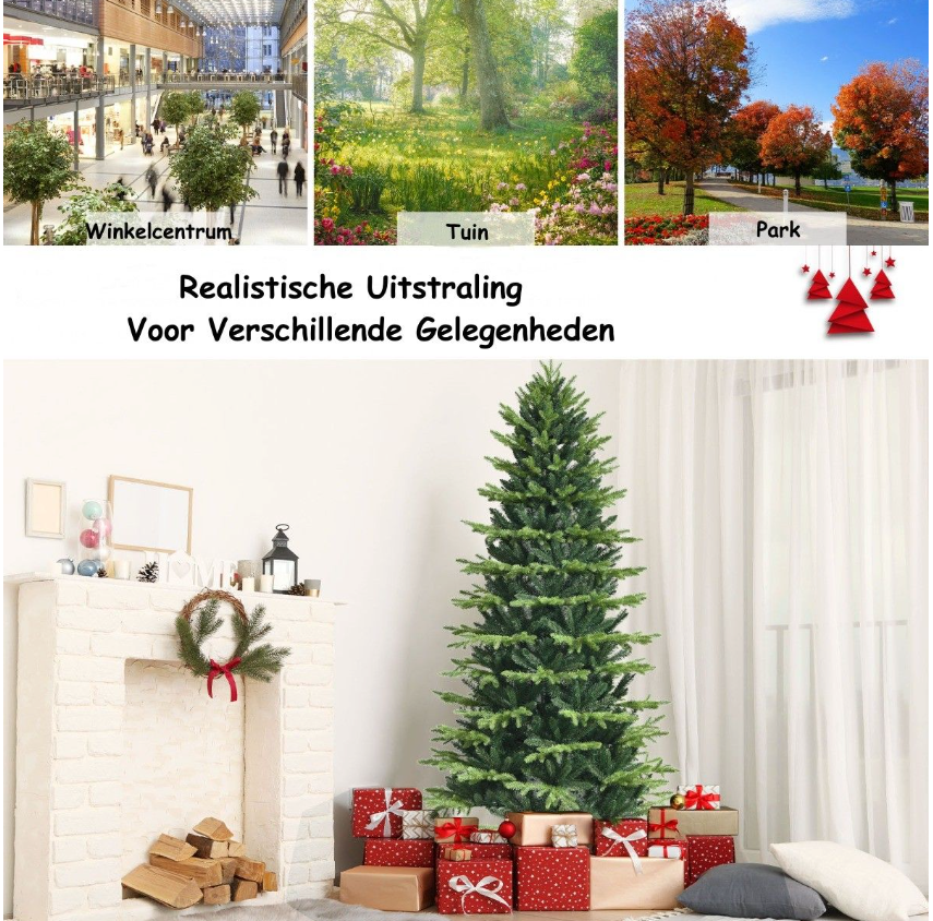 Coast Kunstkerstboom Groen – 180 cm – 1462 PE/PVC Takpunten met Metalen Kruisstandaard