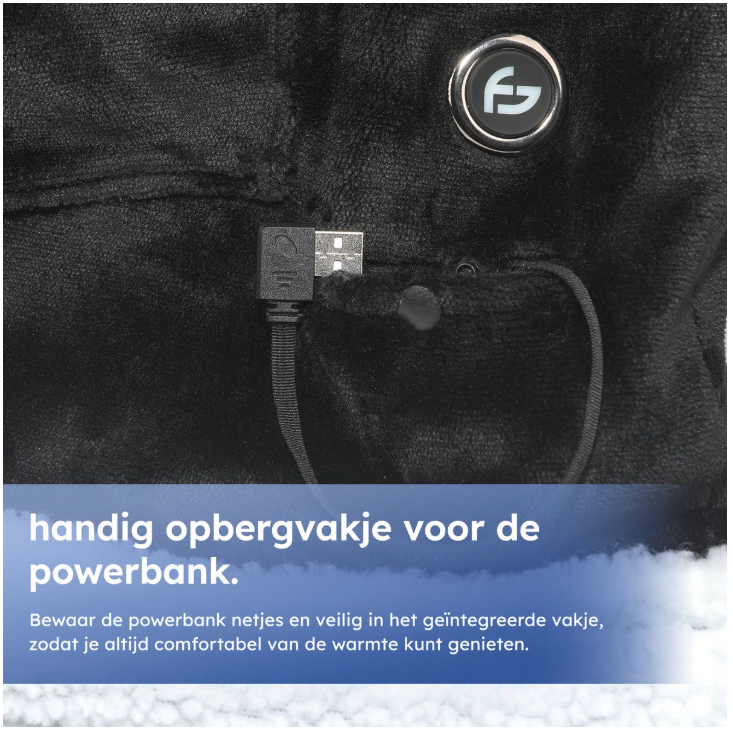 SAAF - Verwarmde Hoodie Deken & Snuggle Hoodie - One Size - Zwart Polyester - 3 Standen met 10.000 mAh Accu - Ultra Zacht & USB Verwarmd - Maximaal Comfort