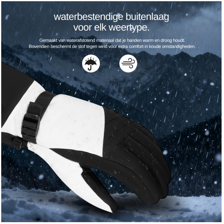 Saaf – Verwarmde Handschoenen Premium – Maat L – Wit & Zwart Polyester – 3 Warmtestanden & Oplaadbaar – Water- & Windafstotend – Optimaal Comfort