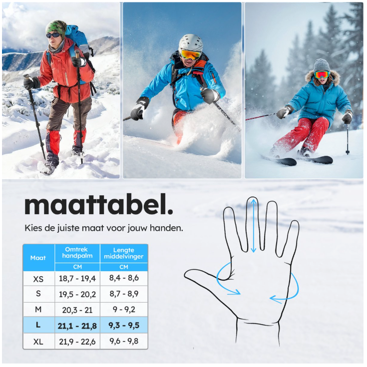 Saaf – Verwarmde Handschoenen Premium – Maat L – Wit & Zwart Polyester – 3 Warmtestanden & Oplaadbaar – Water- & Windafstotend – Optimaal Comfort
