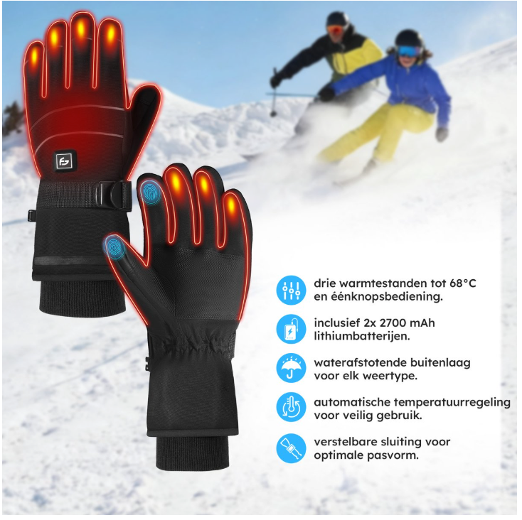 Saaf – Verwarmde Handschoenen Pro – Maat XS – Zwart Polyester – 3 Warmtestanden & Oplaadbaar – Water- & Windafstotend – Optimaal Comfort