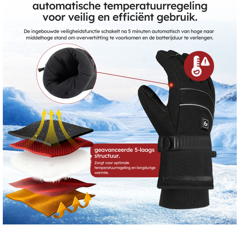 Saaf – Verwarmde Handschoenen Pro – Maat XS – Zwart Polyester – 3 Warmtestanden & Oplaadbaar – Water- & Windafstotend – Optimaal Comfort