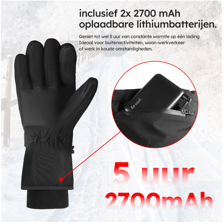 Saaf – Verwarmde Handschoenen Pro – Maat XS – Zwart Polyester – 3 Warmtestanden & Oplaadbaar – Water- & Windafstotend – Optimaal Comfort