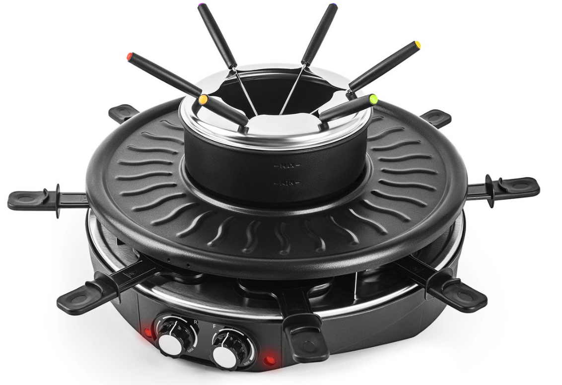 Saaf – Gourmetstel & Fondueset 2-in-1 – 1.8 l – Zwart Metaal – 1800W met Regelbare Thermostaat – Voor 8 Personen – Inclusief Accessoires – Gezellig Tafelen