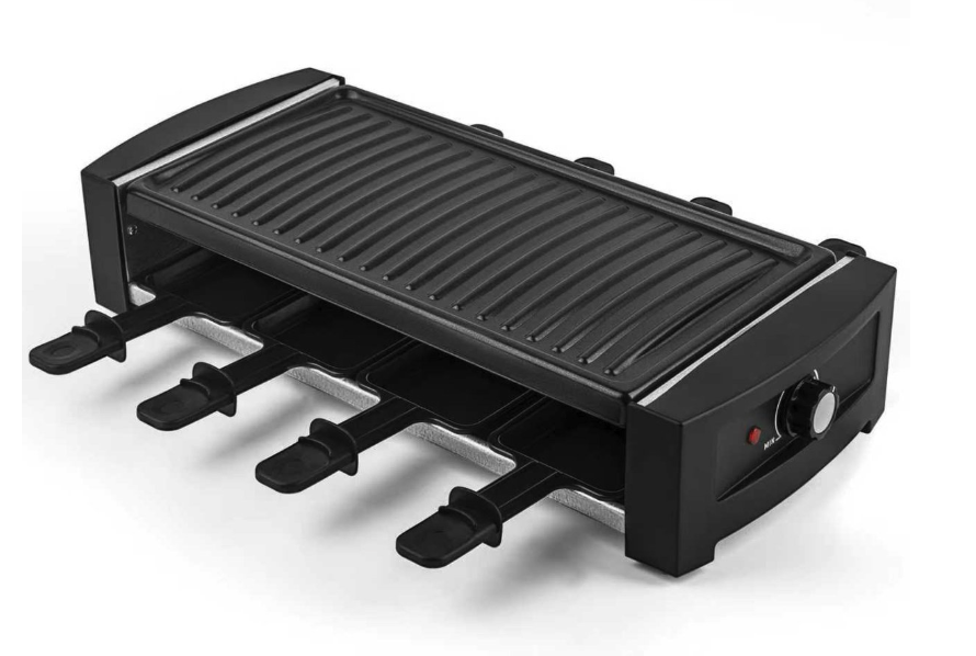 Saaf – Gourmetstel & Raclette Set – 1200W – Zwart Metaal – Met Uitneembare Bakplaat & Antiaanbaklaag – Voor 8 Personen – Vaatwasserbestendig – Gezellig Tafelen