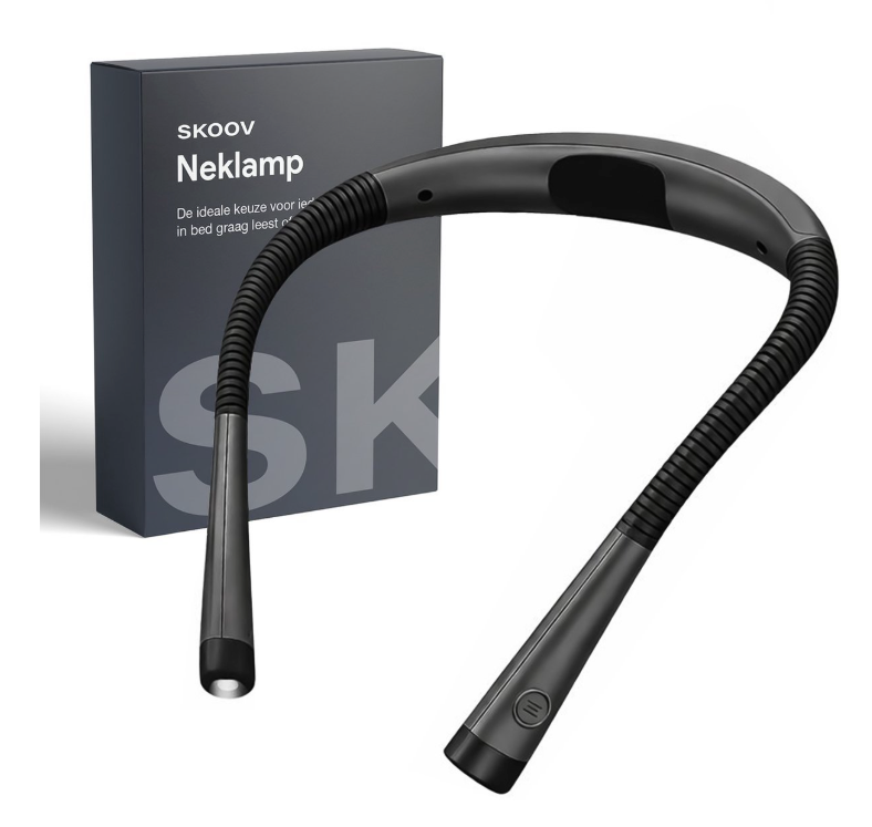 Skoov – Neklamp & Leeslamp – Zwart Kunststof – 3 Lichtkleuren & 6 Helderheidsstanden – Oplaadbaar via USB – Handsfree & Buigbaar – Ideaal voor Lezen in Bed & Handwerken
