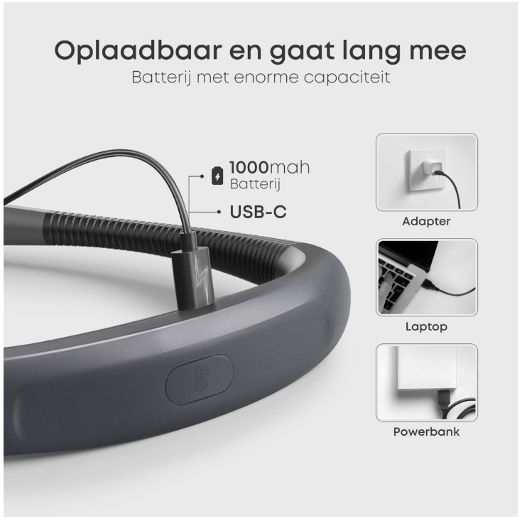 Skoov – Neklamp & Leeslamp – Zwart Kunststof – 3 Lichtkleuren & 6 Helderheidsstanden – Oplaadbaar via USB – Handsfree & Buigbaar – Ideaal voor Lezen in Bed & Handwerken