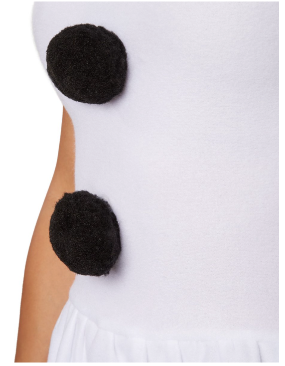 DressForFun – Sneeuwvrouw Kostuum – Maat XXL – Wit Polyester – Pluche Jurk met Grote Knopen – Comfortabel & Zacht – Carnavalskleding voor Dames
