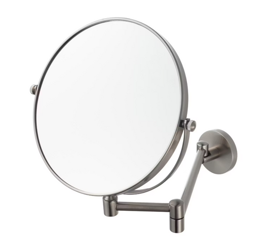 Aqualux – Scheerspiegel met Wandbevestiging – 20 cm Diameter & 3x Vergroting – Met Verstelbare Zwenkarm & Tweezijdig Spiegelglas – Voor Badkamer & Scheren – Chroom Metaal & Glas