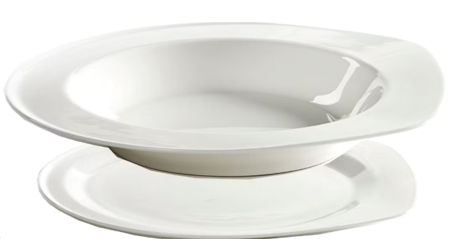 Serax – Bordenset met XL-Bord en Diep Bord – 32,7 cm & 25,1 cm – Met Modern Minimalistisch Design & Ruime Formaten – Voor Diner en Presentatie – Wit Porselein