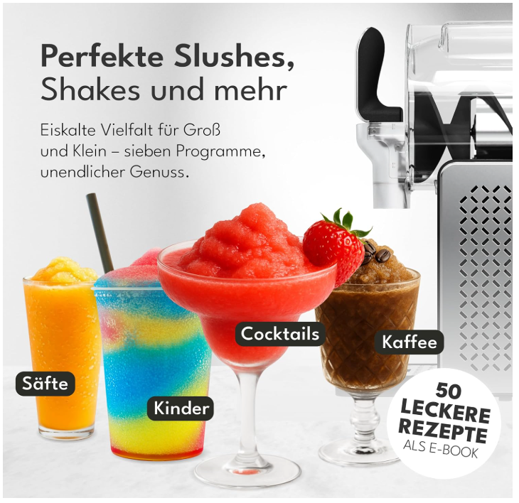 LEBENLANG - Premium Slush-machine 2L – 5 Modi - QuickFreeze in 15 min - Auto-Reiniging & LED Touchscreen - Incl. Receptenboek - Slushie Maker voor Thuis, Feestjes & Kinderverjaardagen