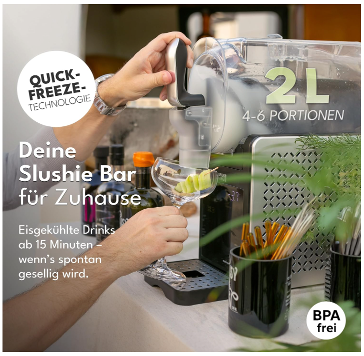 LEBENLANG - Premium Slush-machine 2L – 5 Modi - QuickFreeze in 15 min - Auto-Reiniging & LED Touchscreen - Incl. Receptenboek - Slushie Maker voor Thuis, Feestjes & Kinderverjaardagen