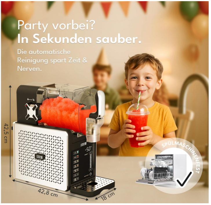 LEBENLANG - Premium Slush-machine 2L – 5 Modi - QuickFreeze in 15 min - Auto-Reiniging & LED Touchscreen - Incl. Receptenboek - Slushie Maker voor Thuis, Feestjes & Kinderverjaardagen