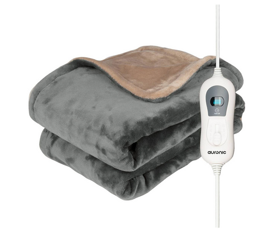Auronic Elektrische Warmtedeken - Bovendeken - 2 Persoons - 3 Warmtestanden - Met Timer - 200 x 180 cm - Grijs