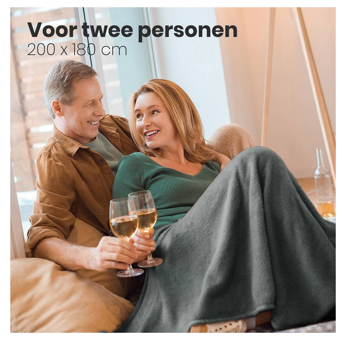 Auronic Elektrische Warmtedeken - Bovendeken - 2 Persoons - 3 Warmtestanden - Met Timer - 200 x 180 cm - Grijs