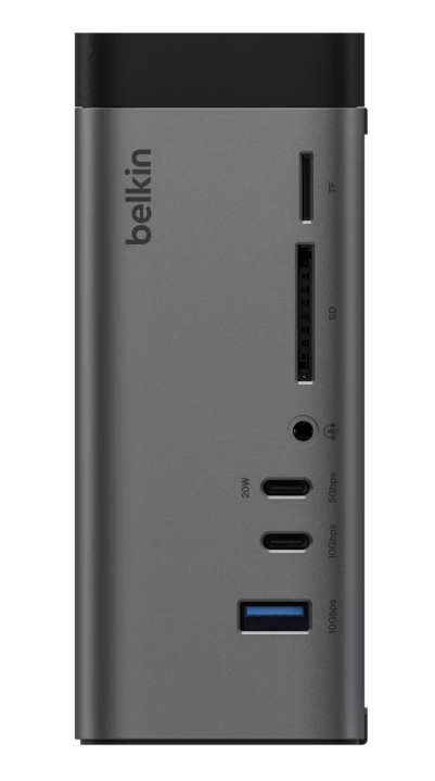 Belkin – Pro USB-C 11-in-1 GaN Dockingstation – Voorzien Van 11 Poorten En 96 W Power Delivery En 8K Video-Ondersteuning – Voor Windows En MacOS En ChromeOS – Grijs En Zwart Gerecycled Kunststof
