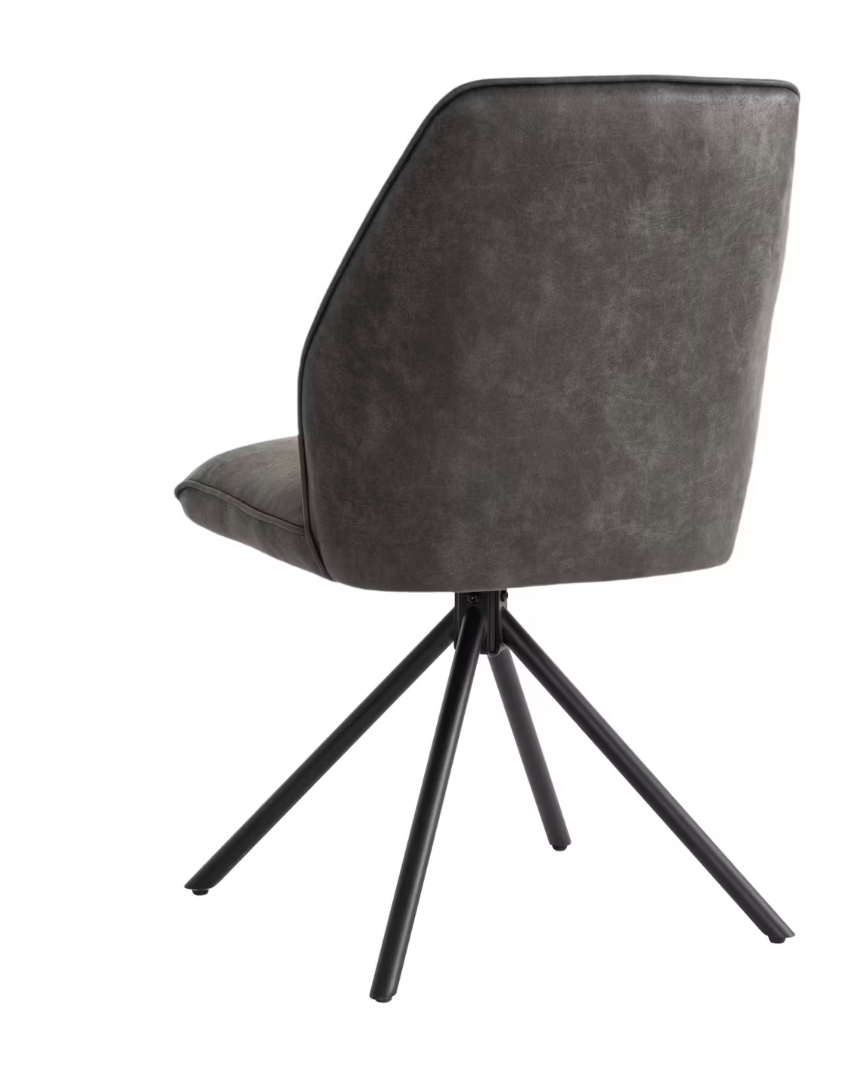 Criks Design – Nova Draaibare Eetkamerstoel 2 Stuks – 54 x 64 x 87 cm – Voorzien Van 180° Draaibaar Frame En Automatische Terugkeerfunctie En Multiplex Zitting – Voor Eetkamer En Kantoor – Anthracite Eco-Rundleder En Metaal