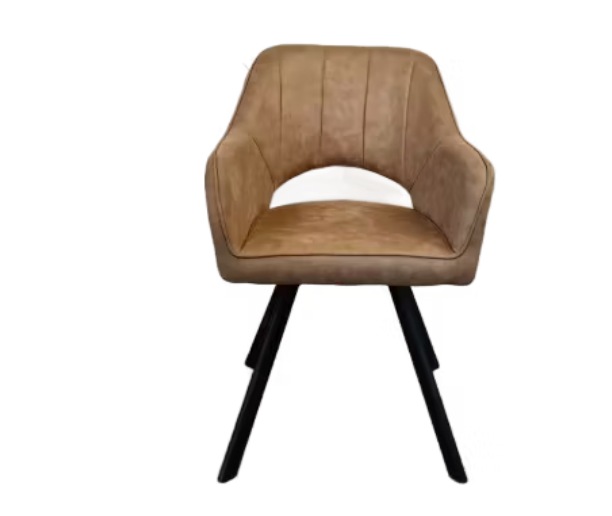 Meubel31 – Tenno Draaibare Stoel 2 Stuks – 55 x 45 x 88 cm – Voorzien Van 360 Graden Draaifunctie En Slank Stalen Frame En Microvezel Bekleding – Voor Eetkamer En Kantoor – Taupe Textiel En Metaal