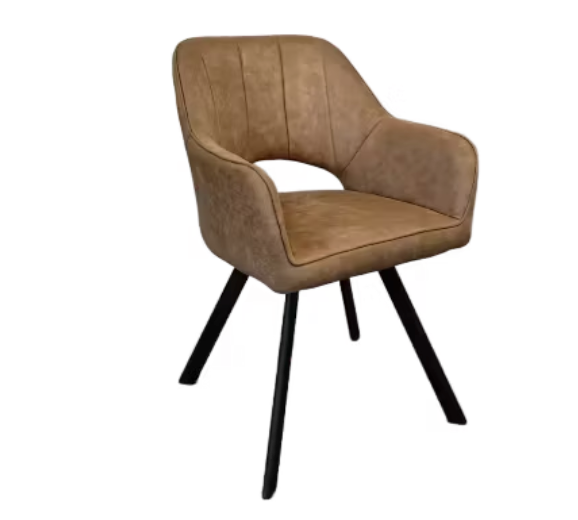 Meubel31 – Tenno Draaibare Stoel 2 Stuks – 55 x 45 x 88 cm – Voorzien Van 360 Graden Draaifunctie En Slank Stalen Frame En Microvezel Bekleding – Voor Eetkamer En Kantoor – Taupe Textiel En Metaal