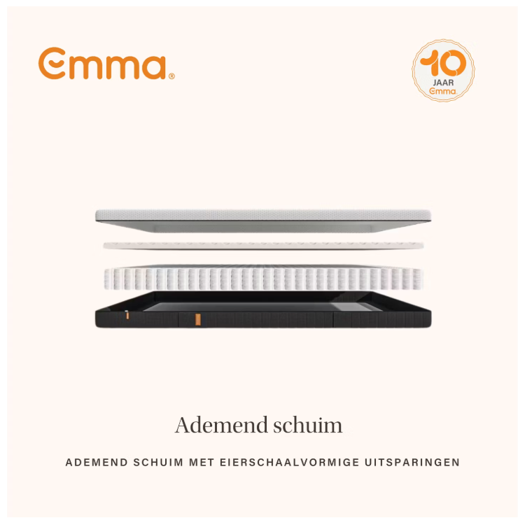 Emma – Express Hybride Matras – 120 x 200 cm – Voorzien Van Aeroflex™ Pocketveren En 7 Ergonomische Zones En Ademende Hoes – Voor Buik- Rug- En Zijslaper – Wit En Grijs Textiel