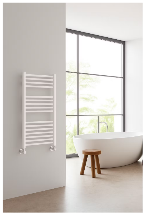 Sanivesk – Design Radiator Lima – 80 x 60 cm – Voorzien Van 386 W Vermogen En Inclusief Bevestigingsmateriaal En Wandmontage – Voor Badkamer En Grotere Ruimtes – Wit Staal