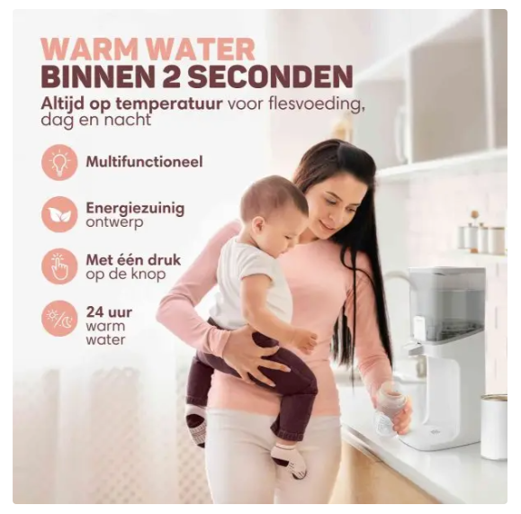 Vulpes Goods® – Baby Water Dispenser Pro – 1,6 Liter – Voorzien Van 3 Temperatuurstanden En LED-Indicatie En Eénhandige Bediening – Voor Flesvoeding En Thee – Wit En Lichtgrijs Kunststof