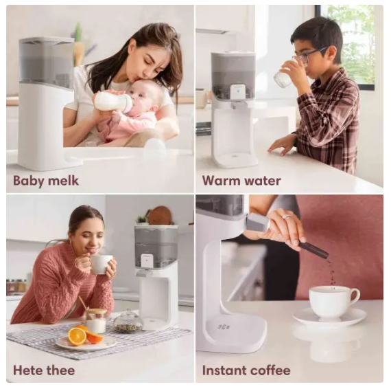 Vulpes Goods® – Baby Water Dispenser Pro – 1,6 Liter – Voorzien Van 3 Temperatuurstanden En LED-Indicatie En Eénhandige Bediening – Voor Flesvoeding En Thee – Wit En Lichtgrijs Kunststof