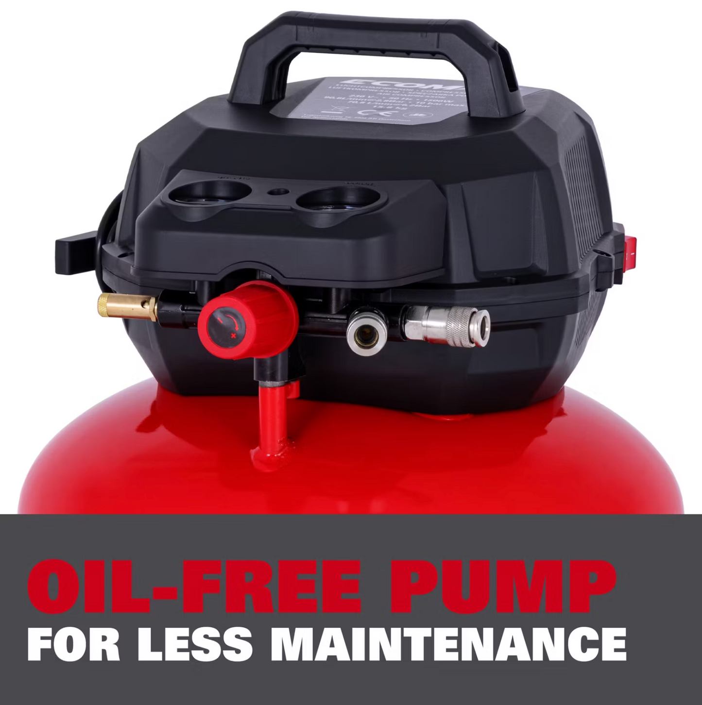 Ecomax Pancake Luchtcompressor 23L - Compact en Krachtig - Dubbele Aansluiting
