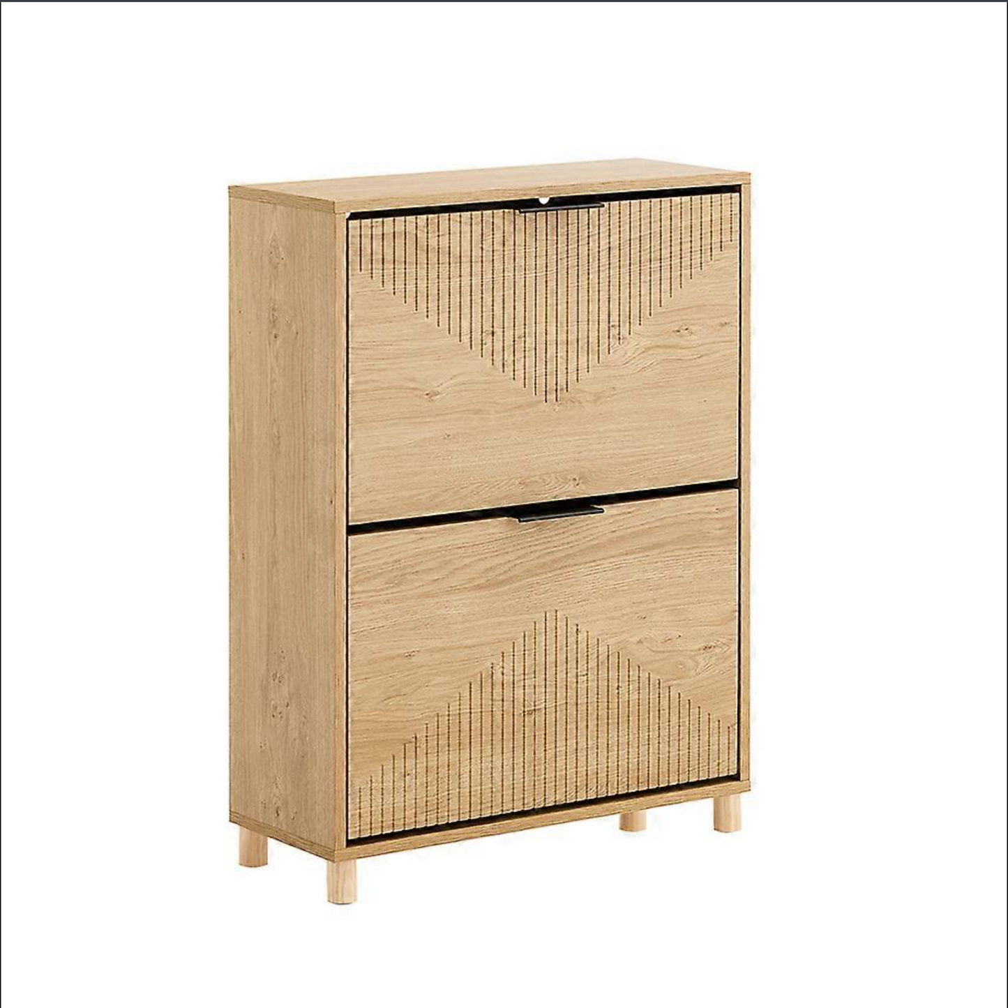 SoBuy Schoenenkast Smal – Schoenenrek met Klepdeuren – Opbergkast Hal – 8 Paar Schoenen – Houten Design – 60x24x83 cm