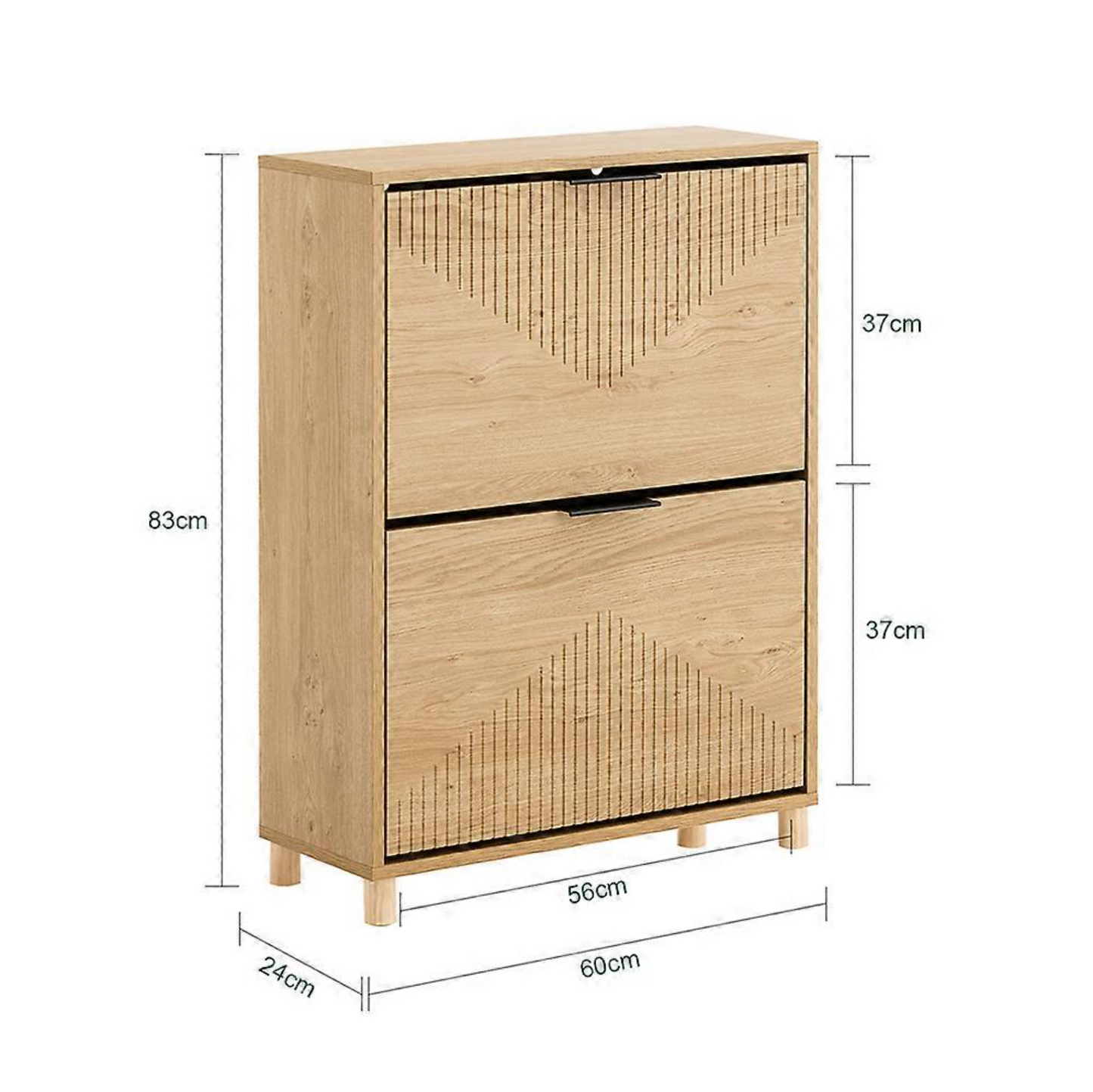 SoBuy Schoenenkast Smal – Schoenenrek met Klepdeuren – Opbergkast Hal – 8 Paar Schoenen – Houten Design – 60x24x83 cm