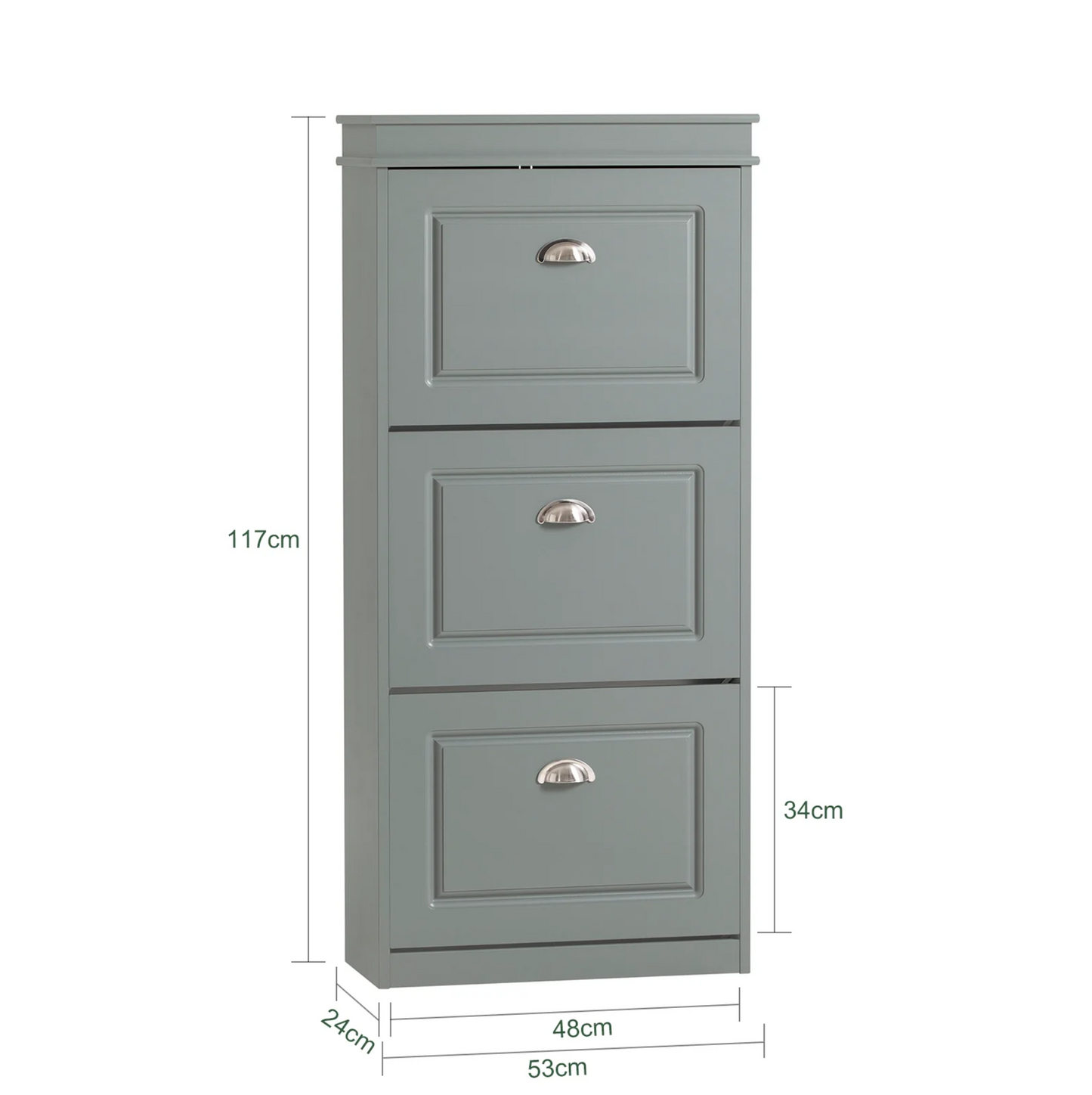 SoBuy Moderne Schoenenkast – 3 Kleppen Schoenenopslag – Stijlvol & Ruimtebesparend Halmeubel – 53x24x117 cm – Grijs