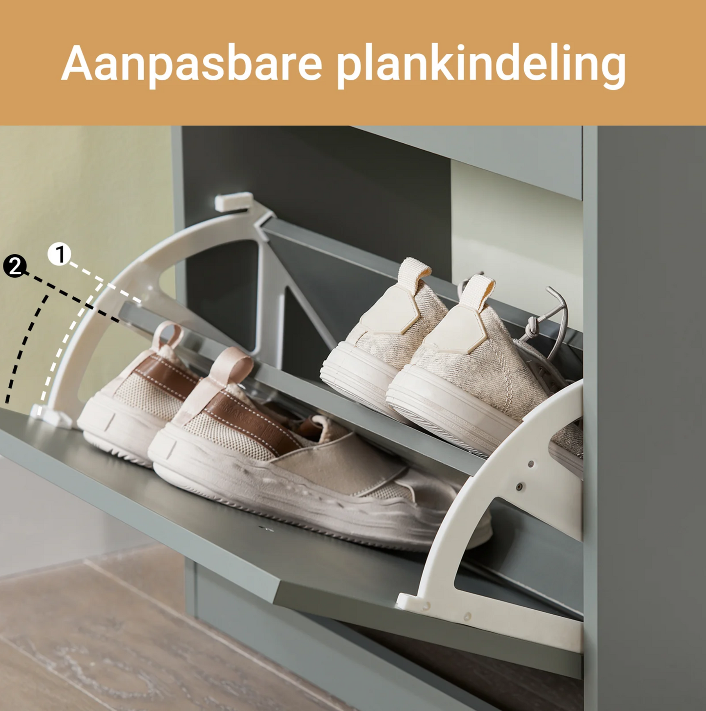 SoBuy Moderne Schoenenkast – 3 Kleppen Schoenenopslag – Stijlvol & Ruimtebesparend Halmeubel – 53x24x117 cm – Grijs