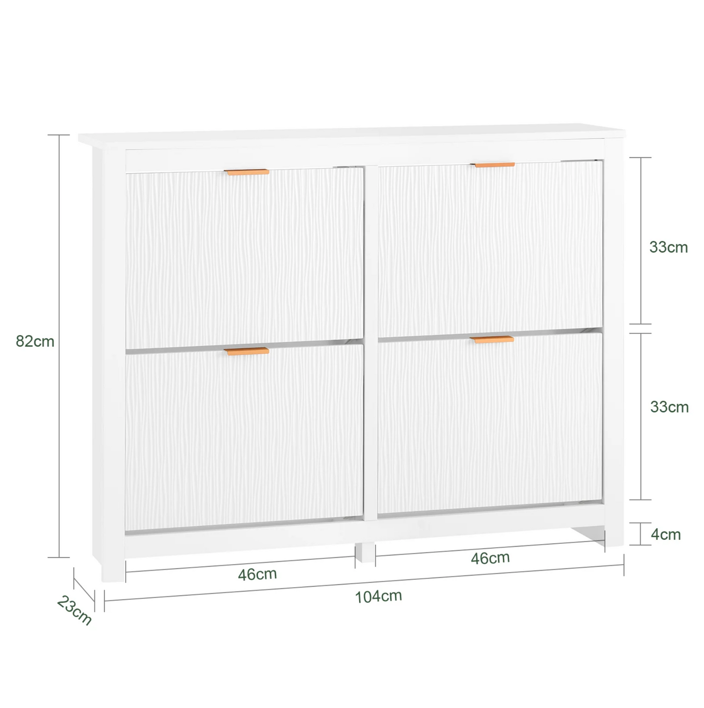 SoBuy FSR186-II-W Schoenenkast – Smalle Opbergkast met 4 Kleppen, Compact en Ruimtebesparend voor Hal en Woonkamer – 104x23x82 cm – Wit