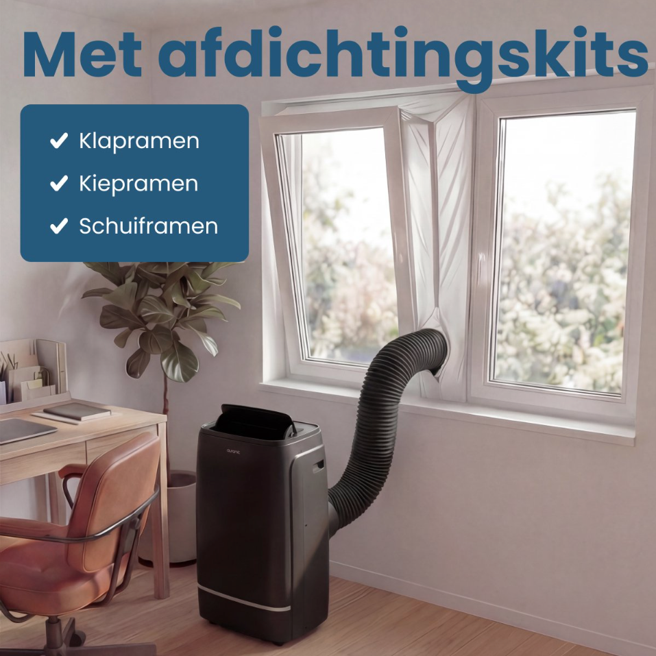 Auronic 12.000 BTU Mobiele Airco – 4-in-1 – Zwart