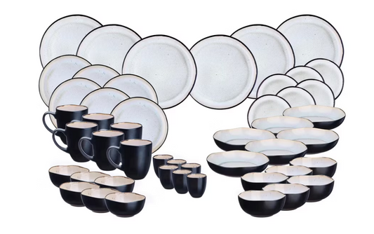 Björn The Full Service Serviesset 41-delig – Voorzien Van Reactieve Glazuurlaag En Ovenbestendig Tot 180°C En Magnetronbestendig – Voor 6 Personen – Ivory White Aardewerk – 12-26 cm
