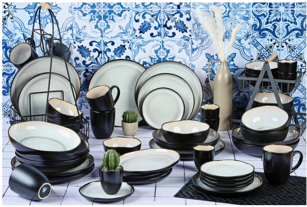 Björn The Full Service Serviesset 41-delig – Voorzien Van Reactieve Glazuurlaag En Ovenbestendig Tot 180°C En Magnetronbestendig – Voor 6 Personen – Ivory White Aardewerk – 12-26 cm