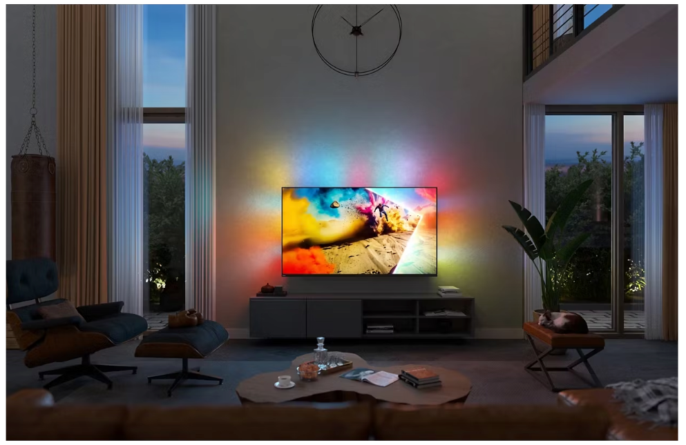 Philips 65" The Xtra 4K QD MiniLED TV – Voorzien Van Driezijdige Ambilight Plus En P5 AI Perfect Picture Engine En 144 Hz VRR – Voor Home Cinema En Gaming – Zwart – 145,1 x 90,6 x 28 cm