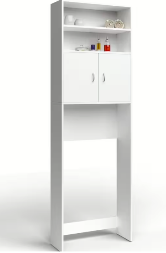 Casaria Wasmachinekast Neapel – Voorzien Van Drie Planken En Deuren Met Magneetsluiting En Wandmontage Kantelbeveiliging – Voor Badkamer En Bijkeuken – Wit Mdf-spaanplaat – 185x63x20 cm
