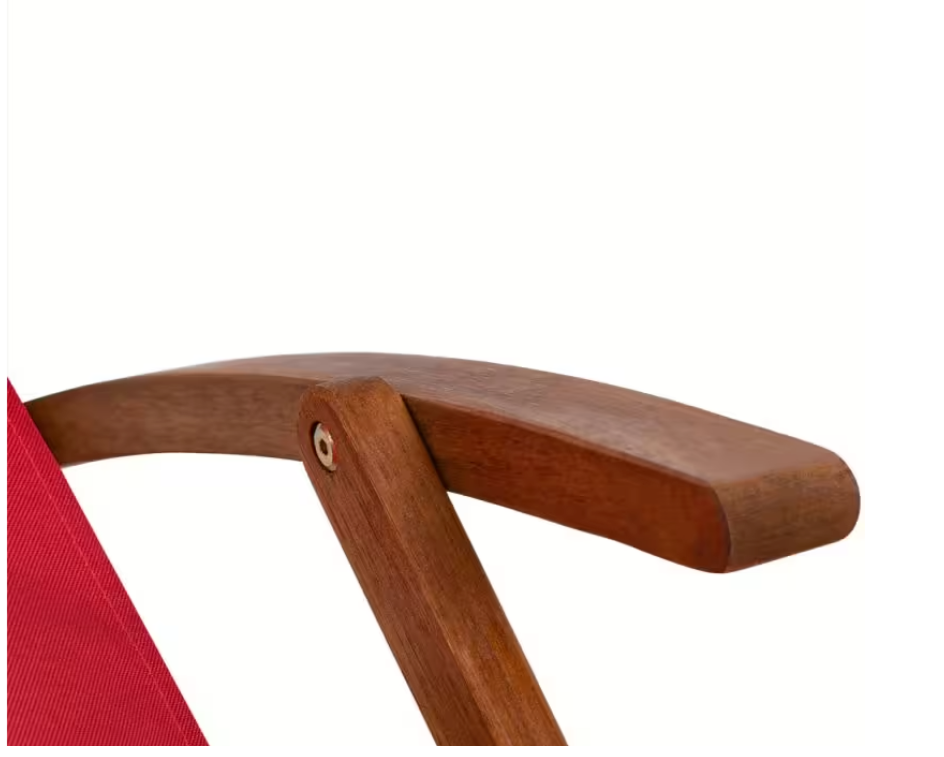 Casaria Tuinligstoel Strandstoel – Voorzien Van Drie Standen En Afneembare Detex Hoofdsteun En Opvouwbaar Frame – For Strand En Terras – Rood Polyester En Acaciahout – 94x60x94 cm