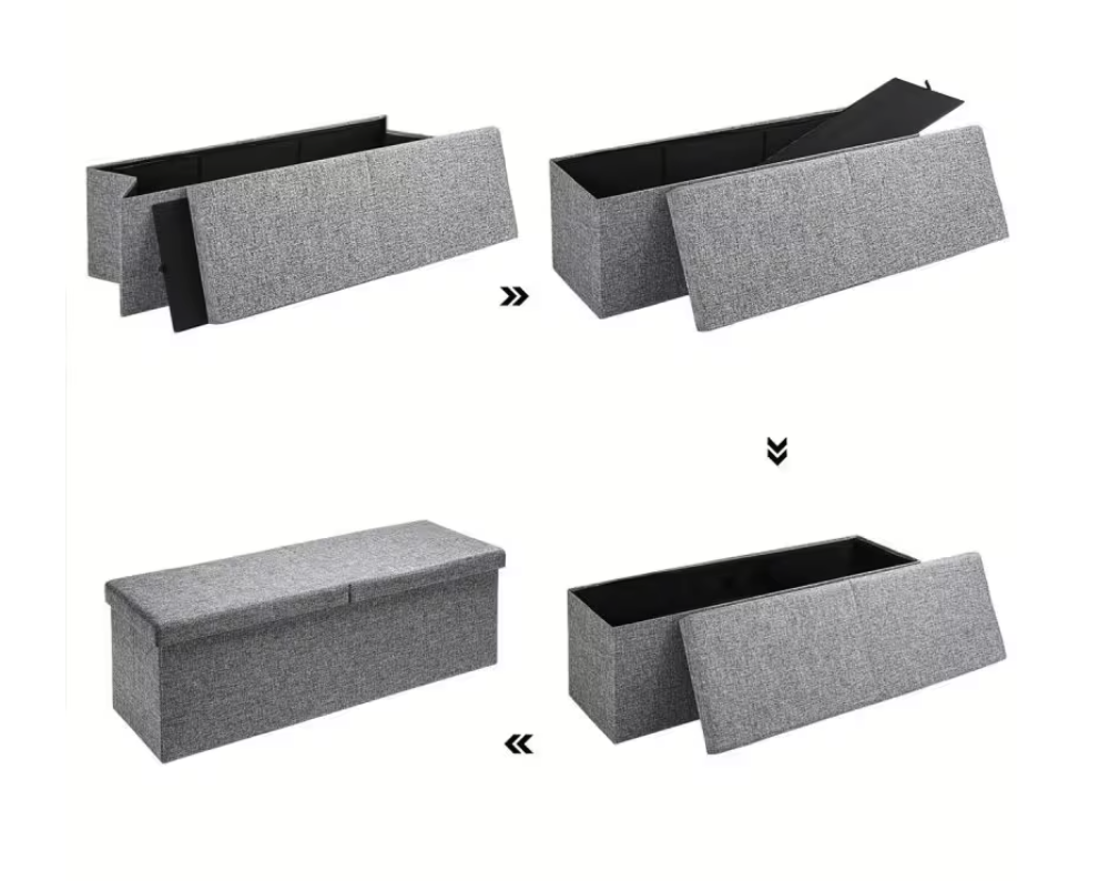 Casaria Opbergbank Hocker Faltbar – Voorzien Van Tweezijdig Te Openen Deksel En Vormvast Schuimkussen En Inklapbaar Frame – Voor Woonkamer En Slaapkamer – Lichtgrijs Polyester En Mdf – 80x40x40 cm