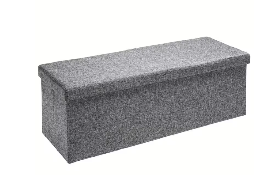 Casaria Opbergbank Hocker Faltbar – Voorzien Van Tweezijdig Te Openen Deksel En Vormvast Schuimkussen En Inklapbaar Frame – Voor Woonkamer En Slaapkamer – Lichtgrijs Polyester En Mdf – 80x40x40 cm