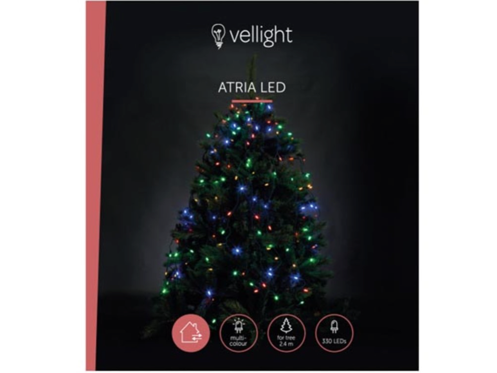 Vellight Atria LED For Tree Kerstverlichting Kerstboommantel – Voorzien Van Praktische Ring Met Lichtsnoeren En Energiezuinige Leds En Weerbestendige Adapter – Voor Binnen En Buiten – Groen Koper En Kunststof – 240 cm