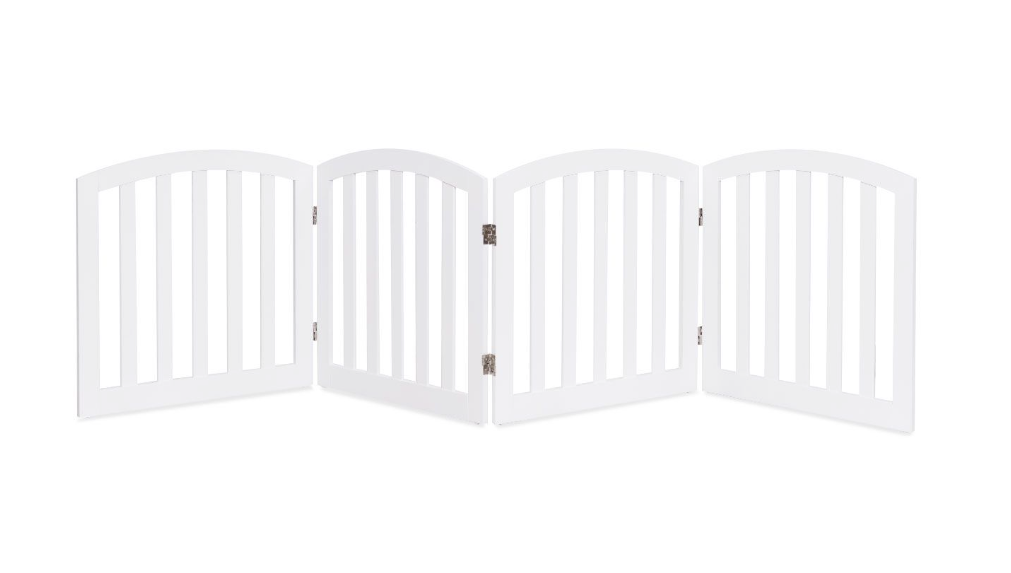 Coast – Hondenomheining & Traphekje – 245x61 cm – Wit MDF – 4-delig & Opvouwbaar – Vrijstaand met 2 Steunpoten & 360° Scharnieren – Flexibele Veiligheid